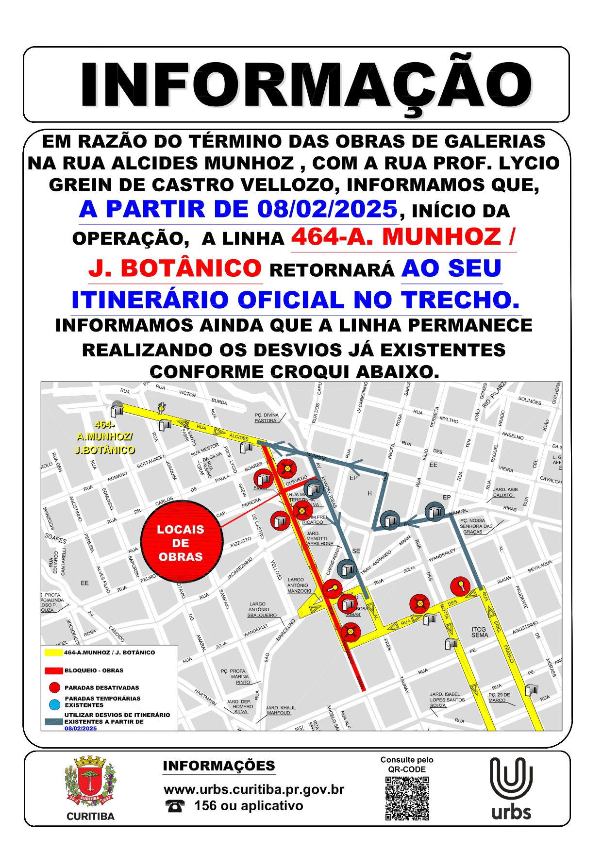 Linha 464 - A. MUNHOZ / JD. BOTÂNICO - Retorno ao itinerário oficial - A partir de 08/02