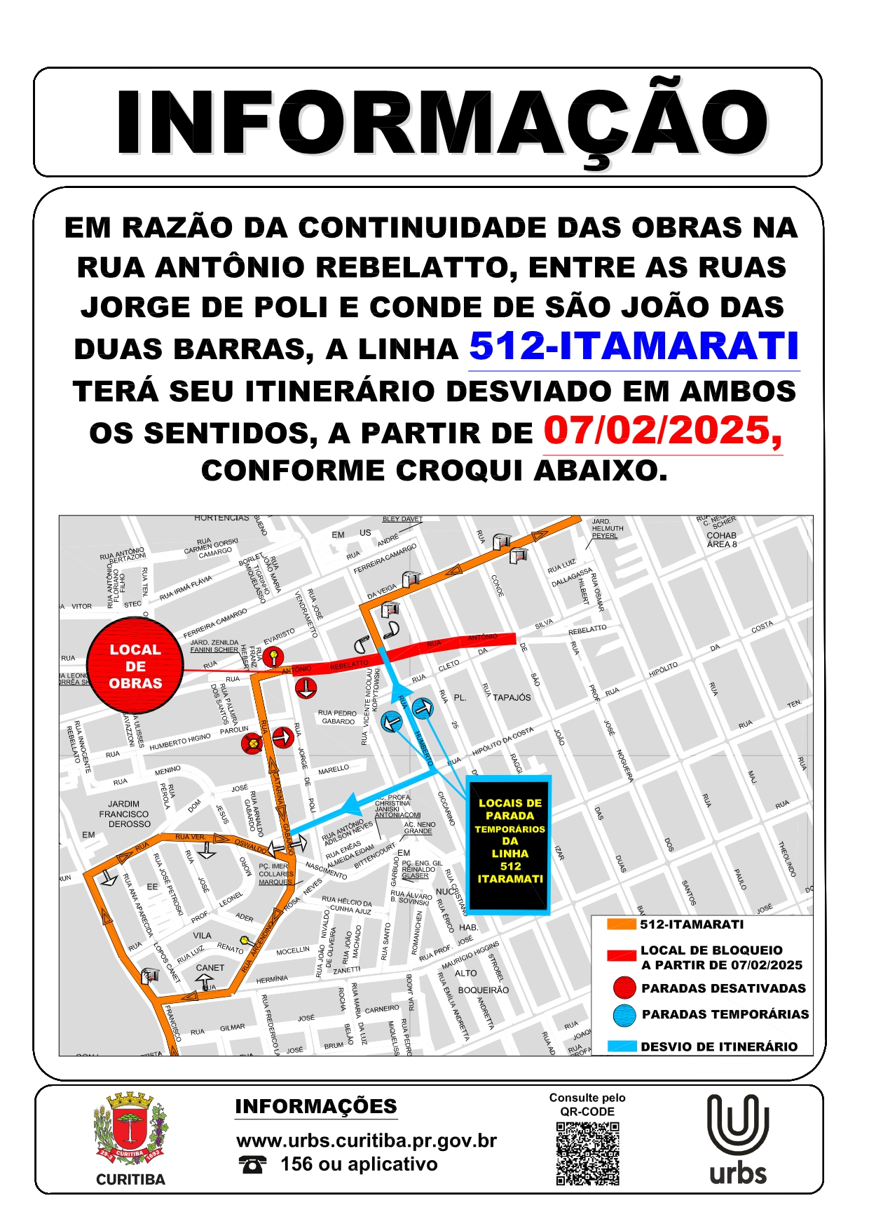 Linha 512 - ITAMARATI - Desvio de Itinerário - A partir de 07/02