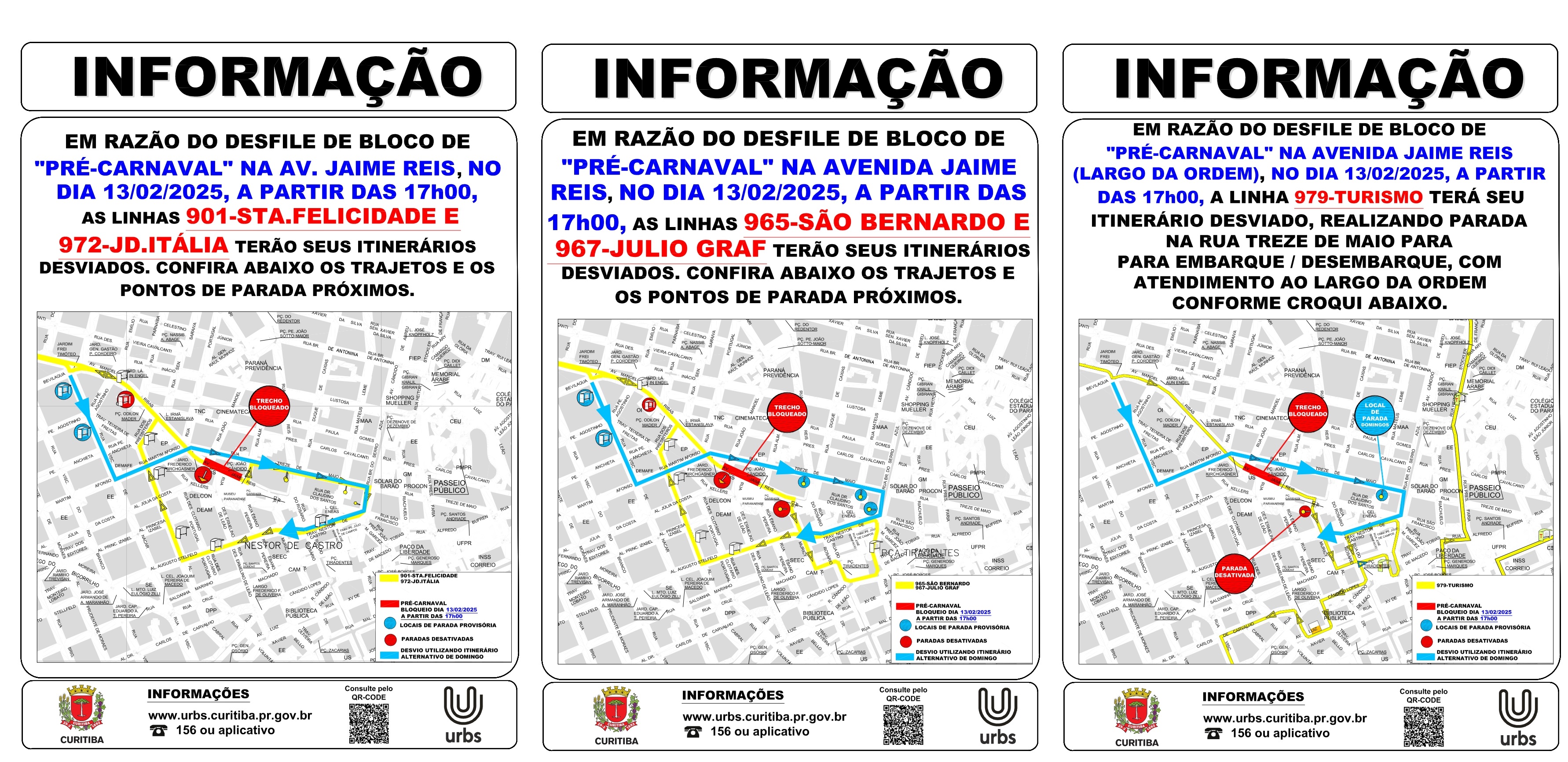 Linhas Diversas - Desvio de Itinerário - Bloco Pré - Carnavalesco - 13/02