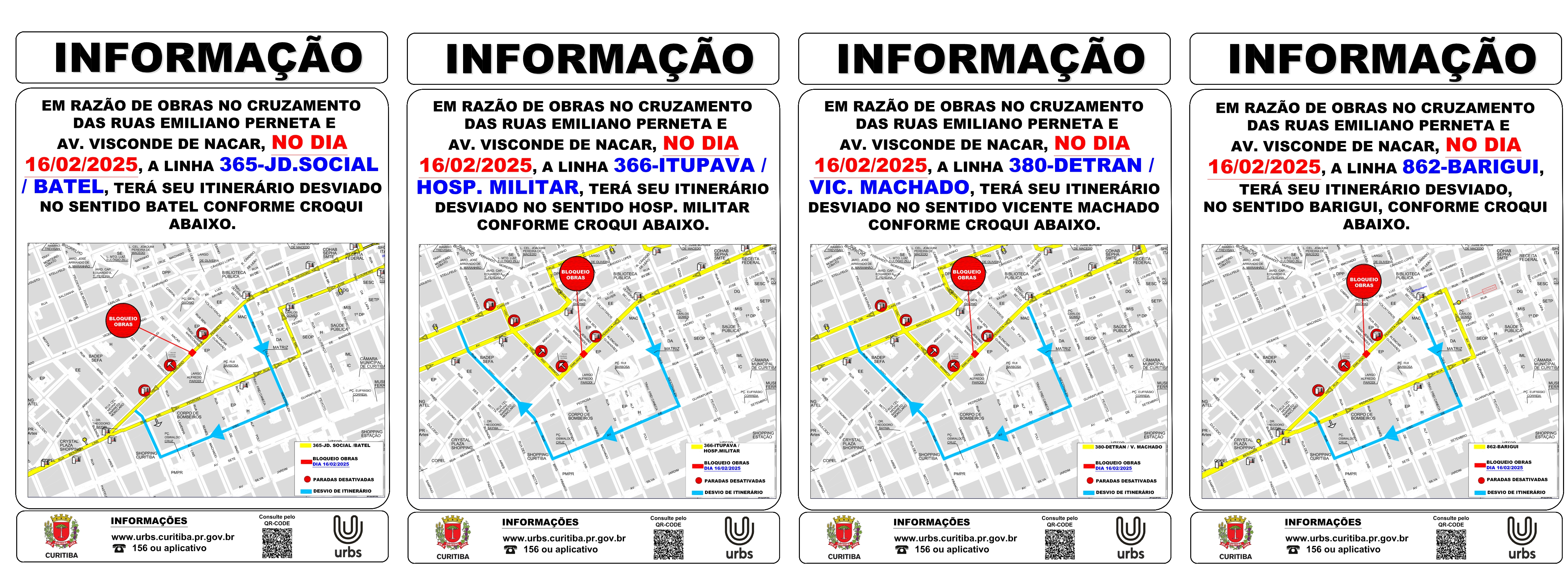 Linhas Diversas - Desvio de Itinerário - R. Emiliano Perneta - 16/02