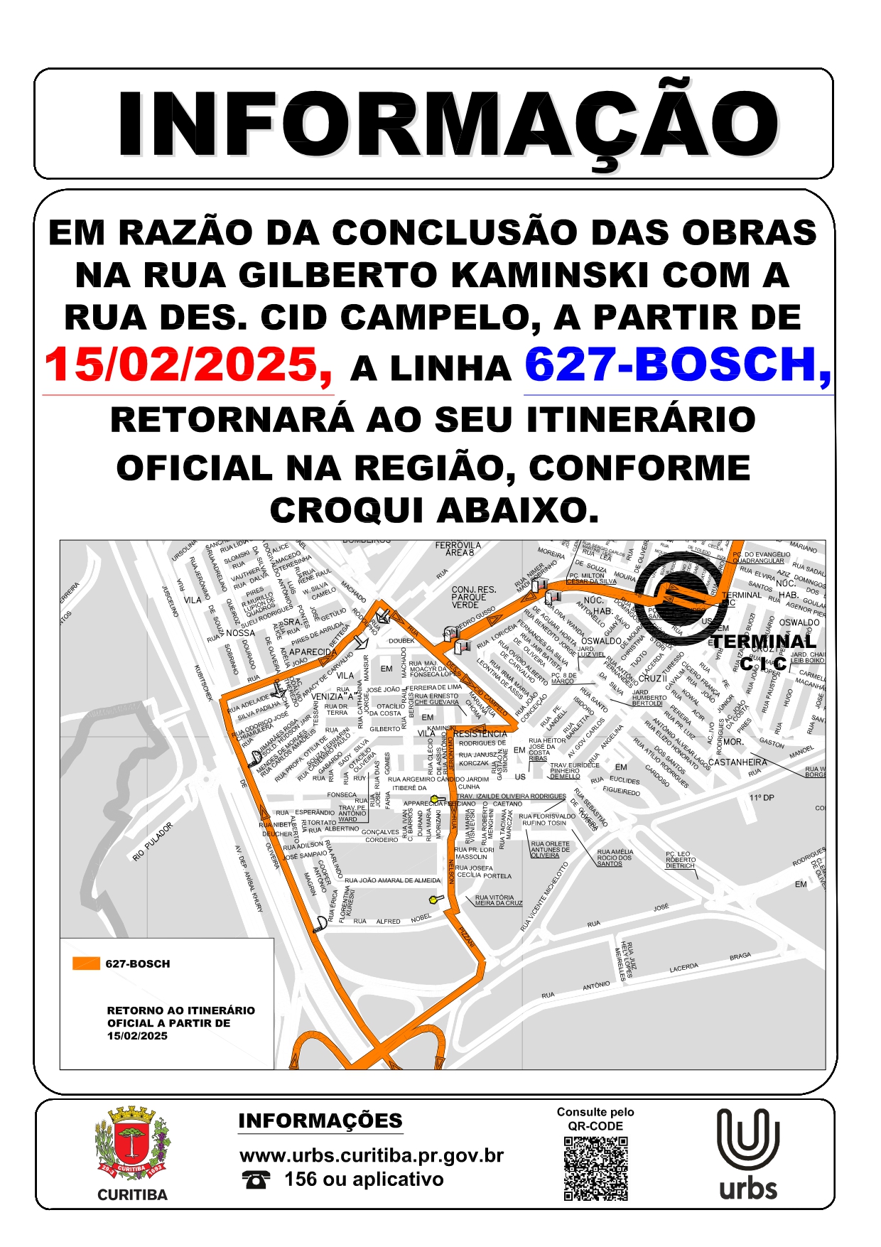 Linha 627 - BOSCH - Retorno ao itinerário oficial - 15/02