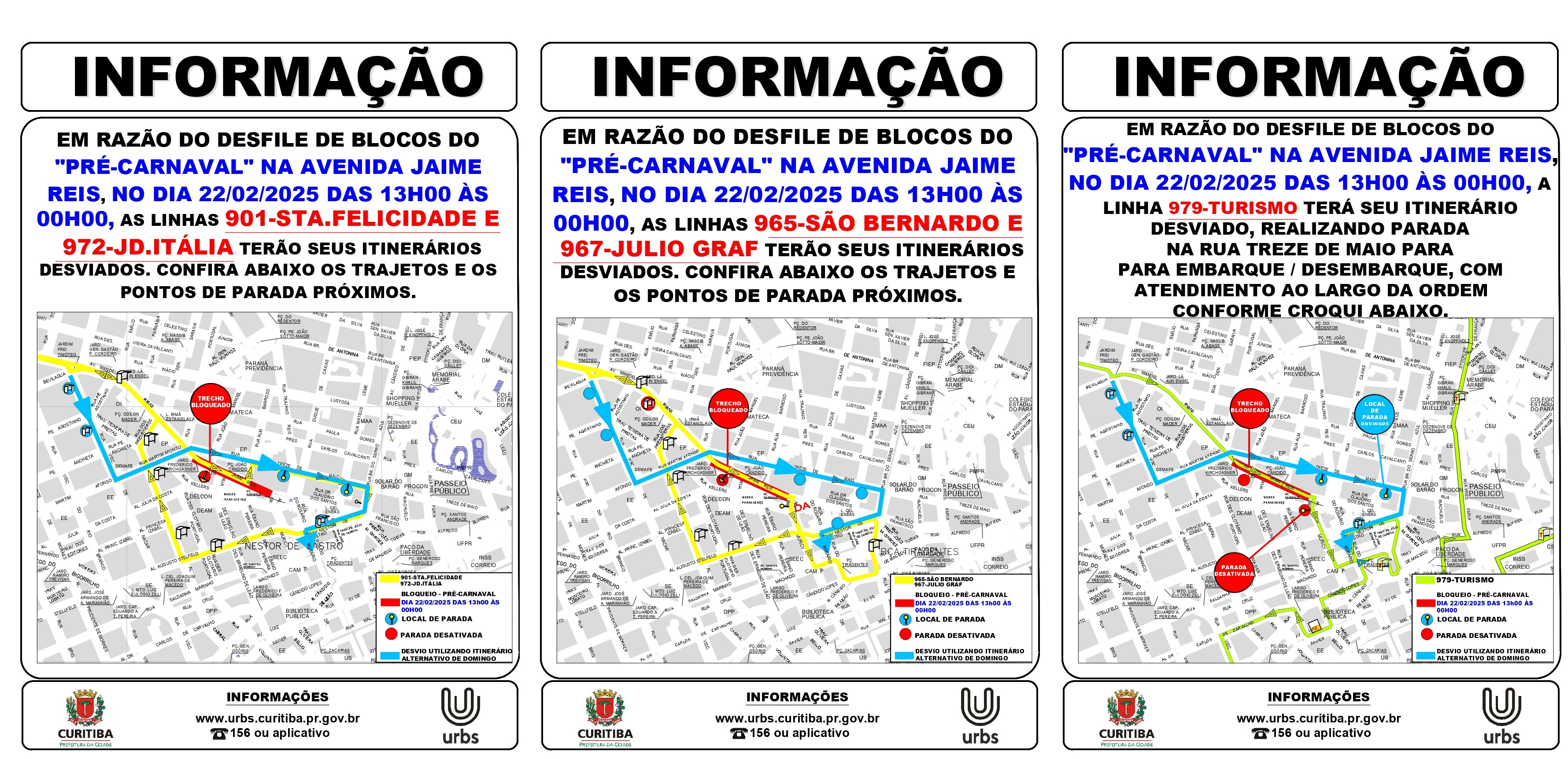 Linhas Diversas - Desvio de Itinerário - Bloco Pré - Carnavalesco - 22/02
