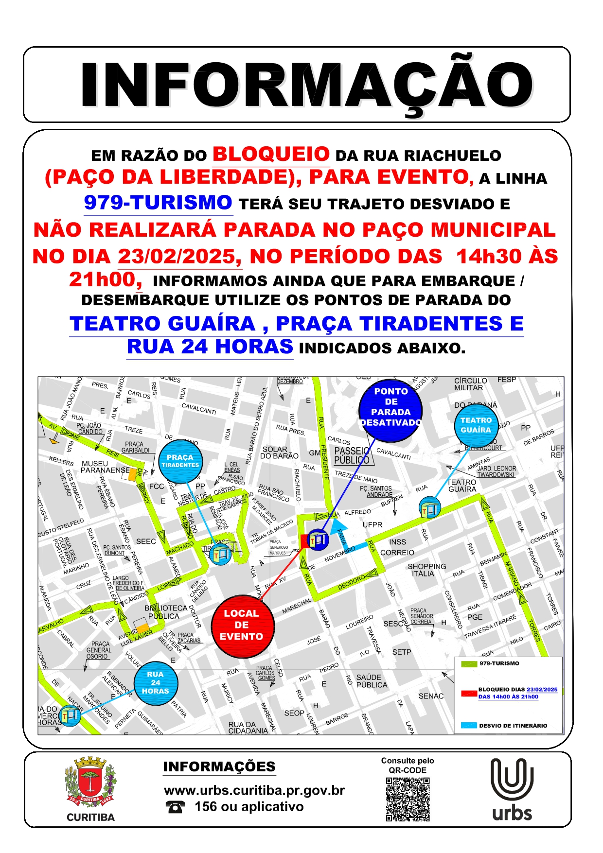 Linha 979 - TURISMO - Desvio de Itinerário - Evento Pré-Carnavalesco - 23/02