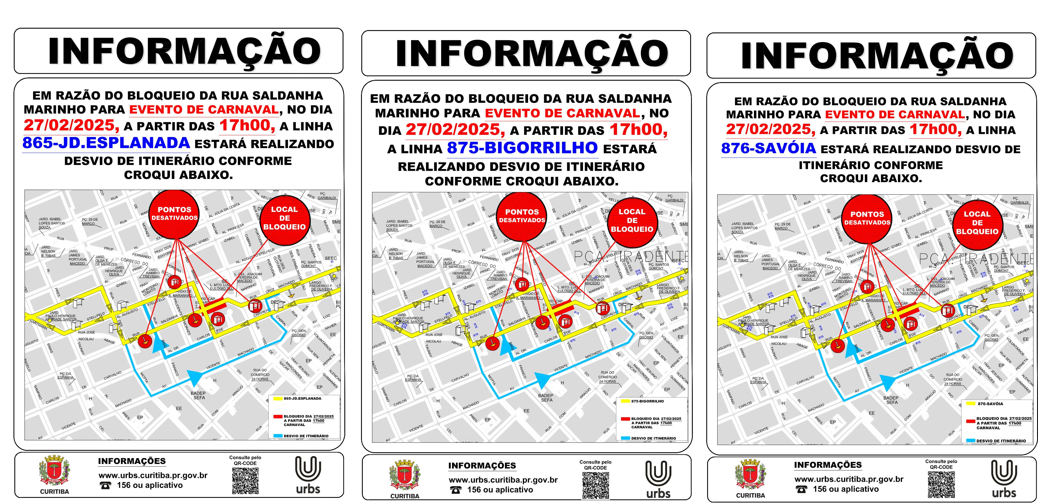 Linhas Diversas - Desvio de Itinerário - Evento de Carnaval - 27/02