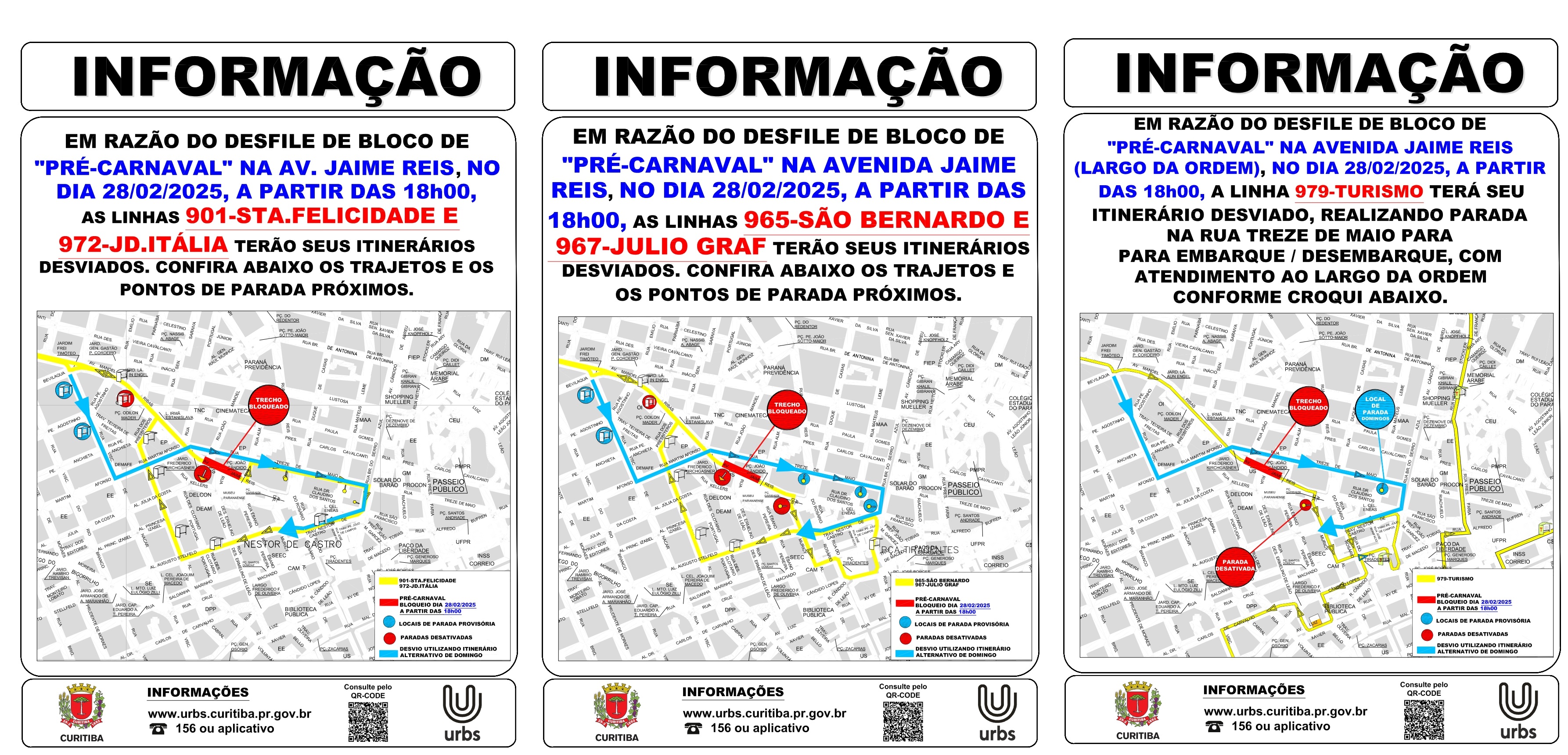 Linhas Diversas - Desvio de Itinerário - Bloco Pré-Carnavalesco
