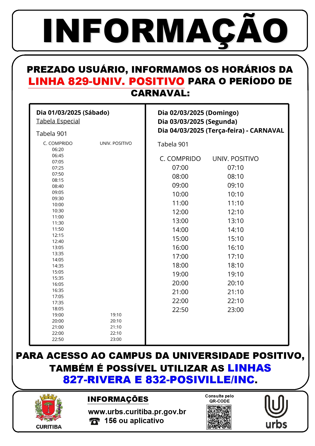 Linha 829 - UNIV. POSITIVO - Evento Cultural GABAON 2025