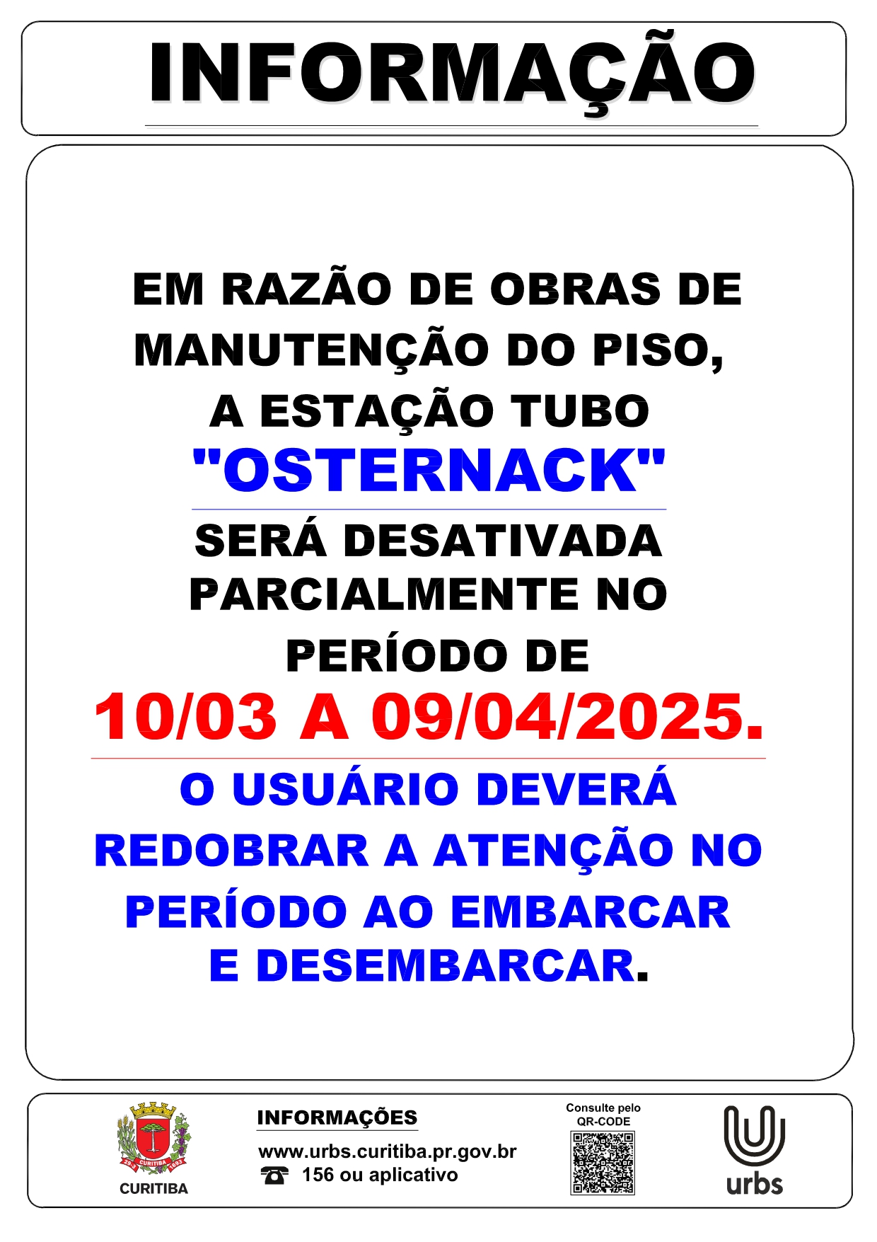 Desativação Estação Tubo Osternack (Parcial) - Obras