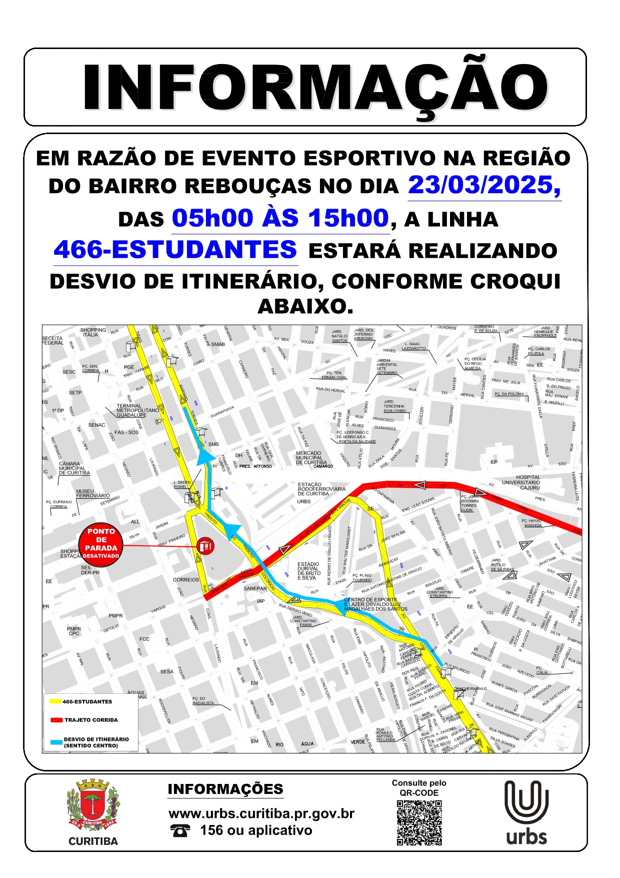 Linha 466 - ESTUDANTES - Desvio de Itinerário - 23/03