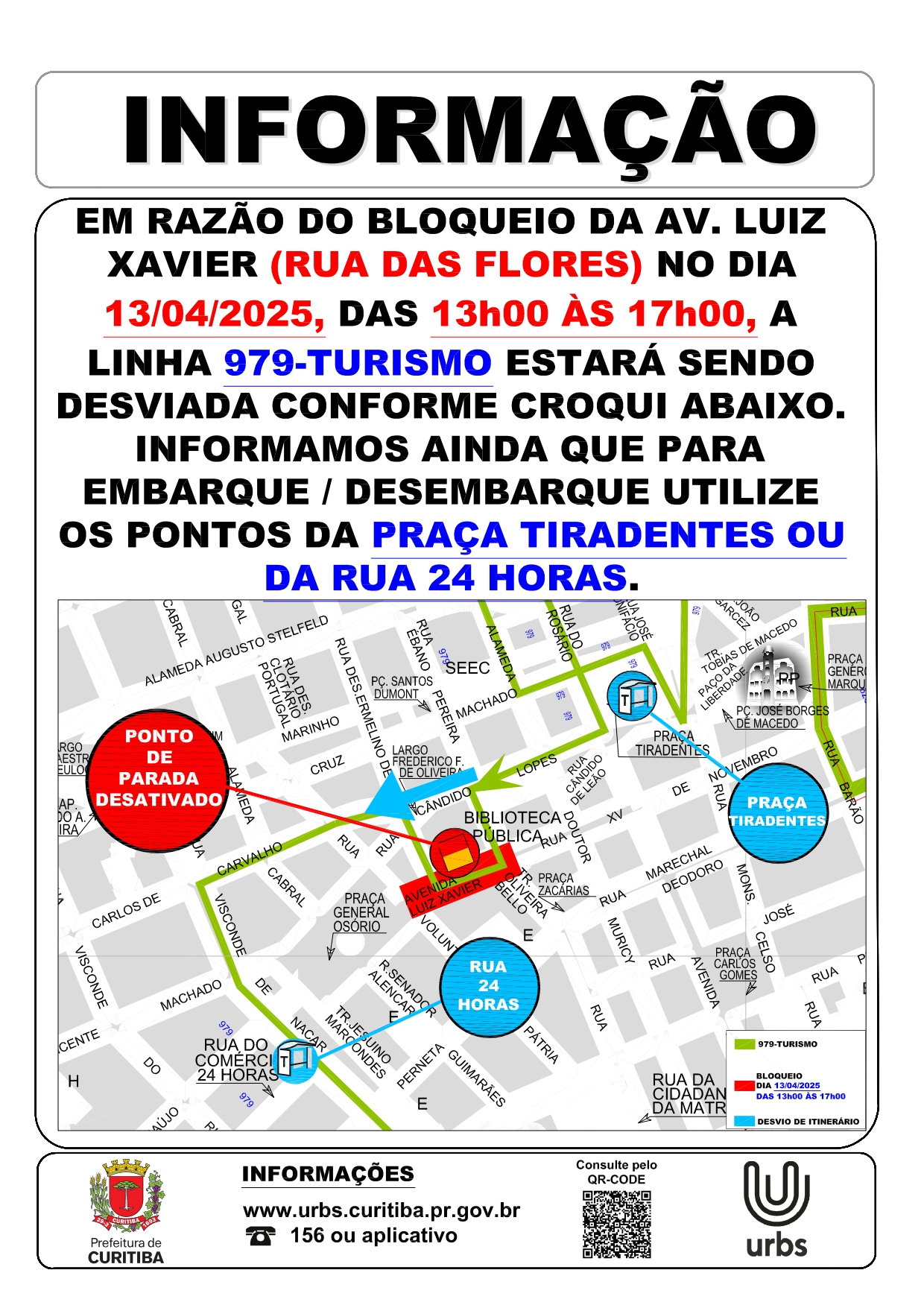 Linha 979 - TURISMO - Desvio de Itinerário - Marcha do Batom - 13/04/2025