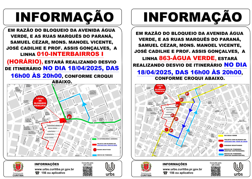 Linhas Diversas - Desvio de Itinerário - Procissão Água Verde - 18/04