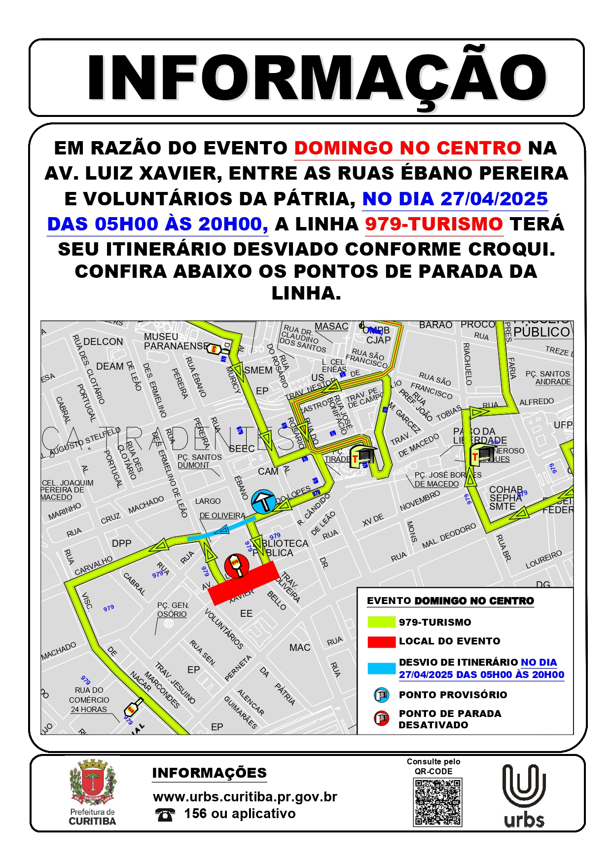 Linha 979 - TURISMO - Desvio de Itinerário - Domingo no Centro - 27/04