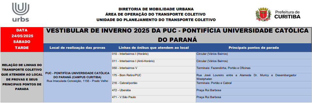 Vestibular de Inverno 2025 da PUC - Pontifícia Universidade Católica do Paraná - 24/05