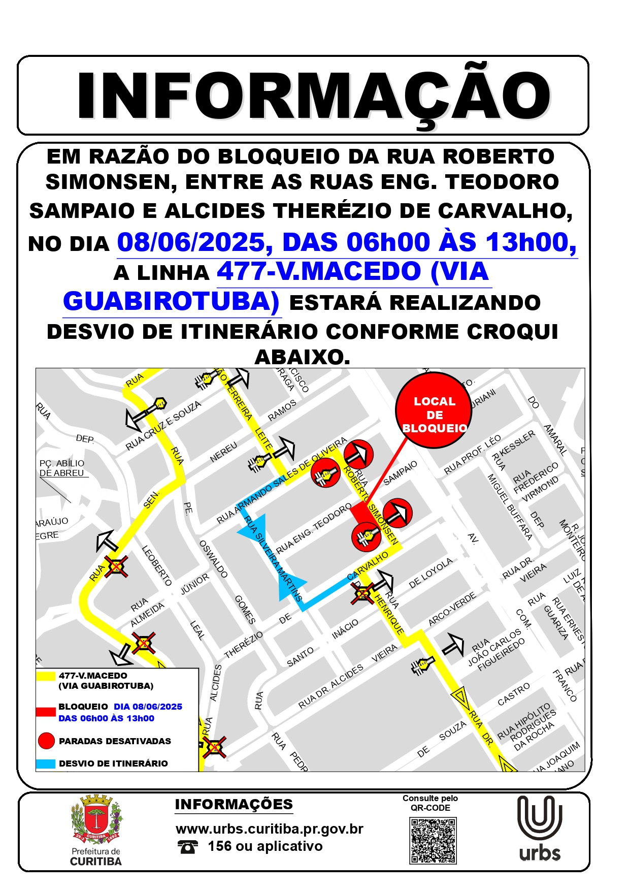 Linha 477 - V. MACEDO VIA GUABIROTUBA - Desvio de Itinerário - Inauguração de Templo Budista - 08/06