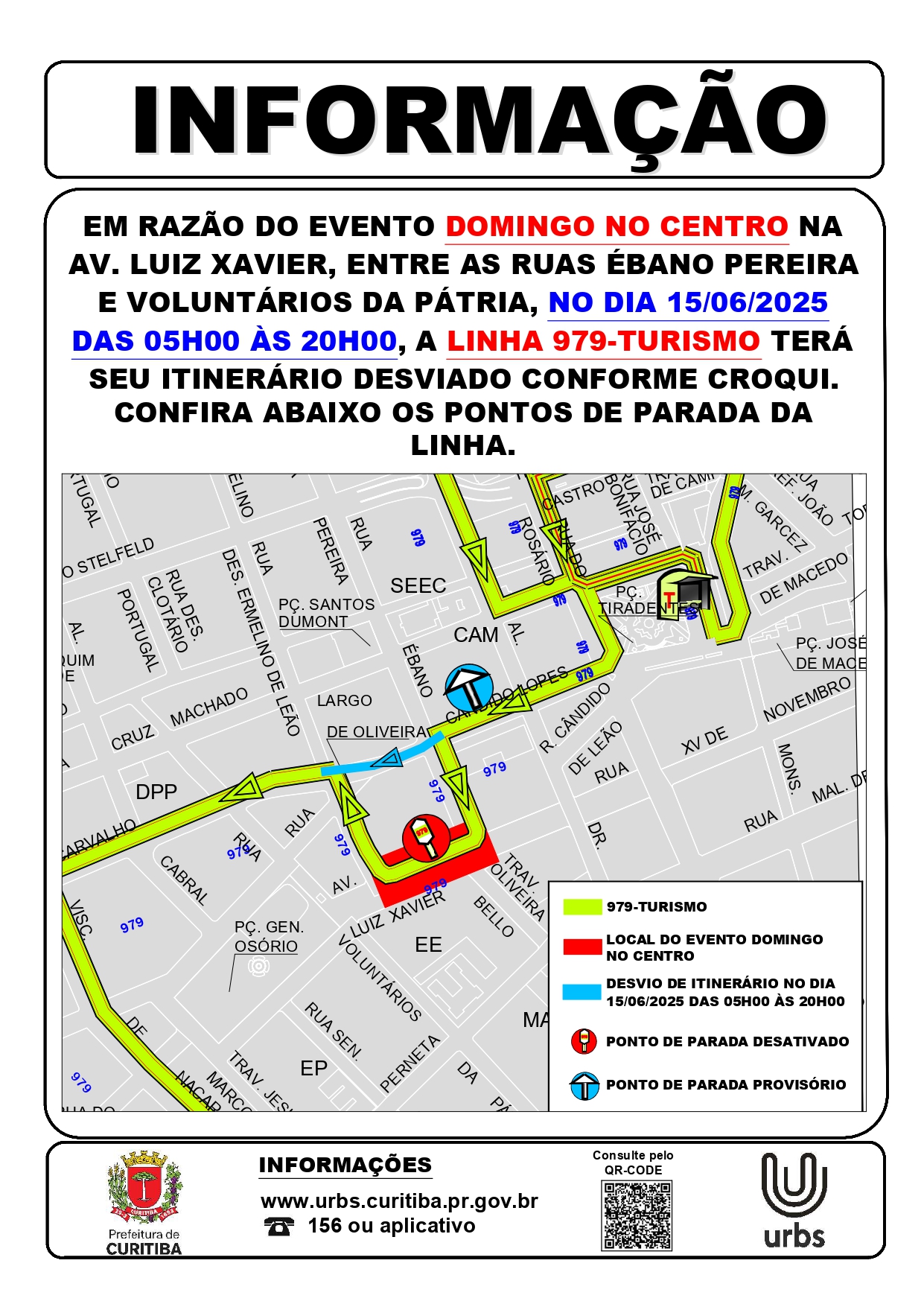 Linha 979 - TURISMO - Desvio de Itinerário - Domingo no Centro - 15/06