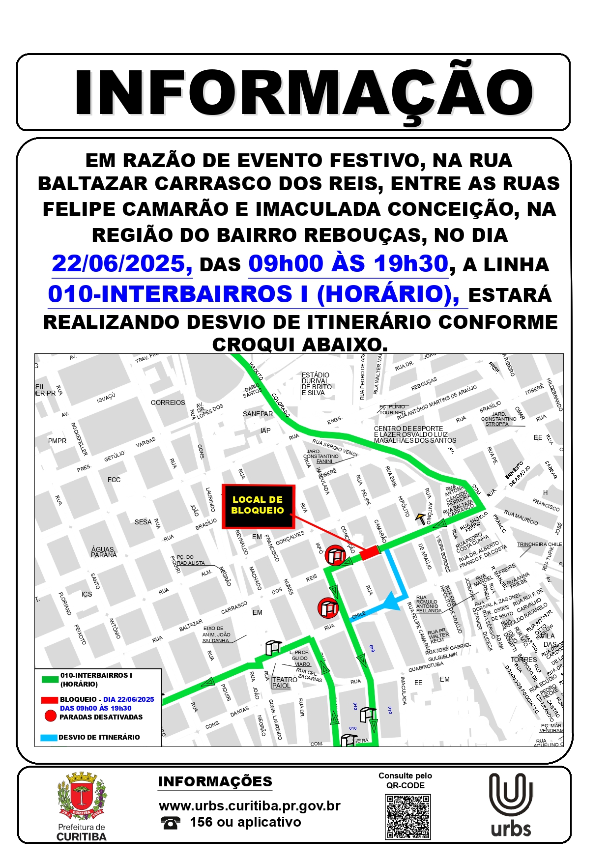 Linha 010 - INTERBAIRROS I (HORÁRIO) - Evento Festivo - 22/06
