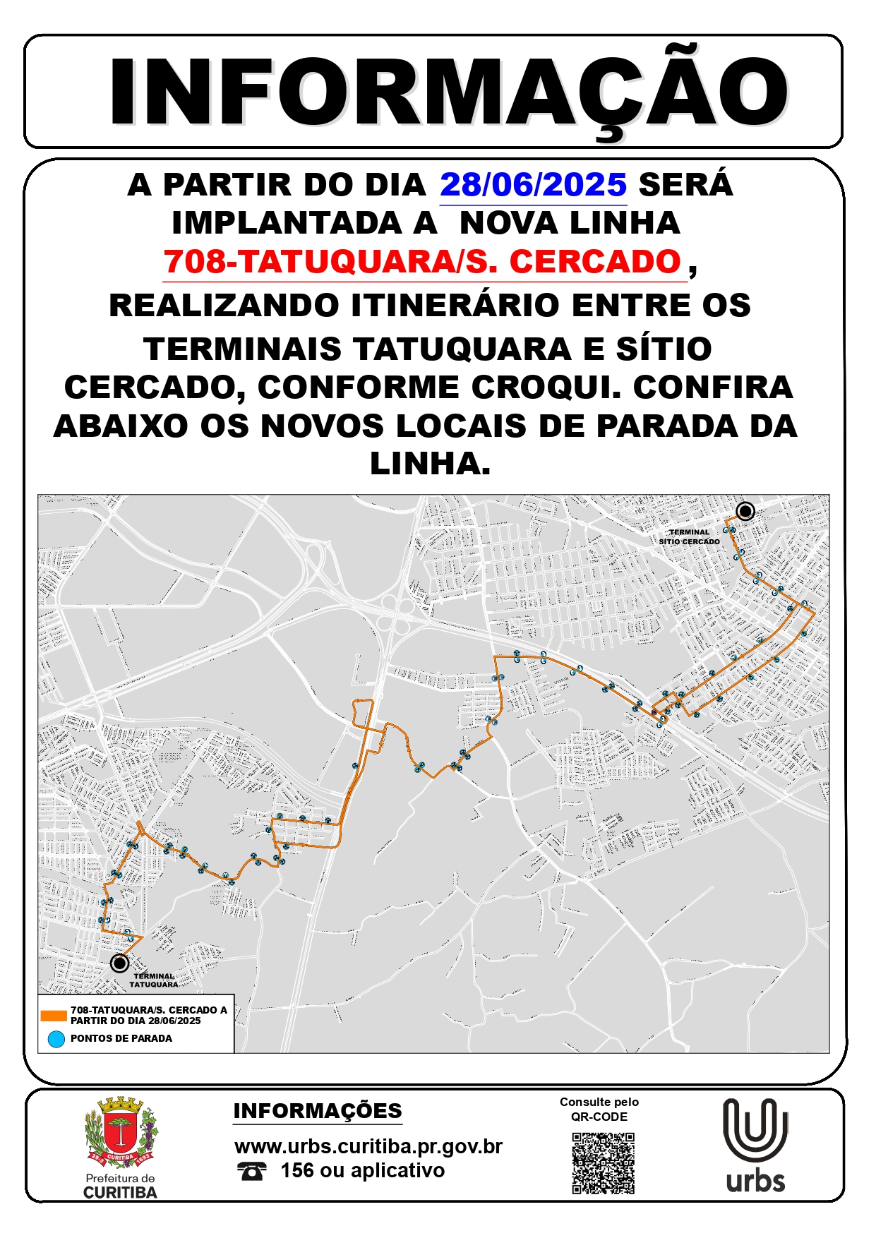 Nova linha 708 - TATUQUARA / S.CERCADO - A partir de 28/06