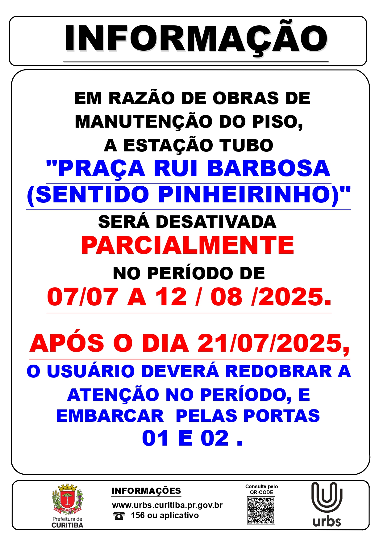 Desativação Parcial Estação Tubo Praça Rui Barbosa - Segunda etapa 