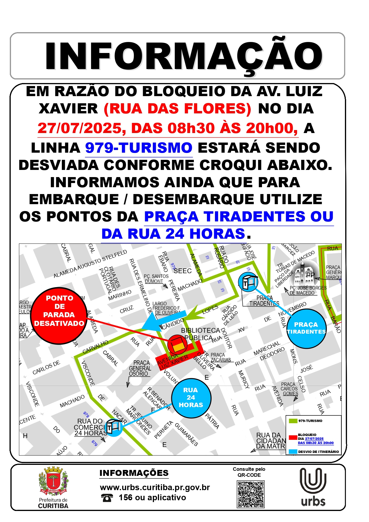 Linha 979 - TURISMO - Desvio de Itinerário - Domingo no Centro - 27/07