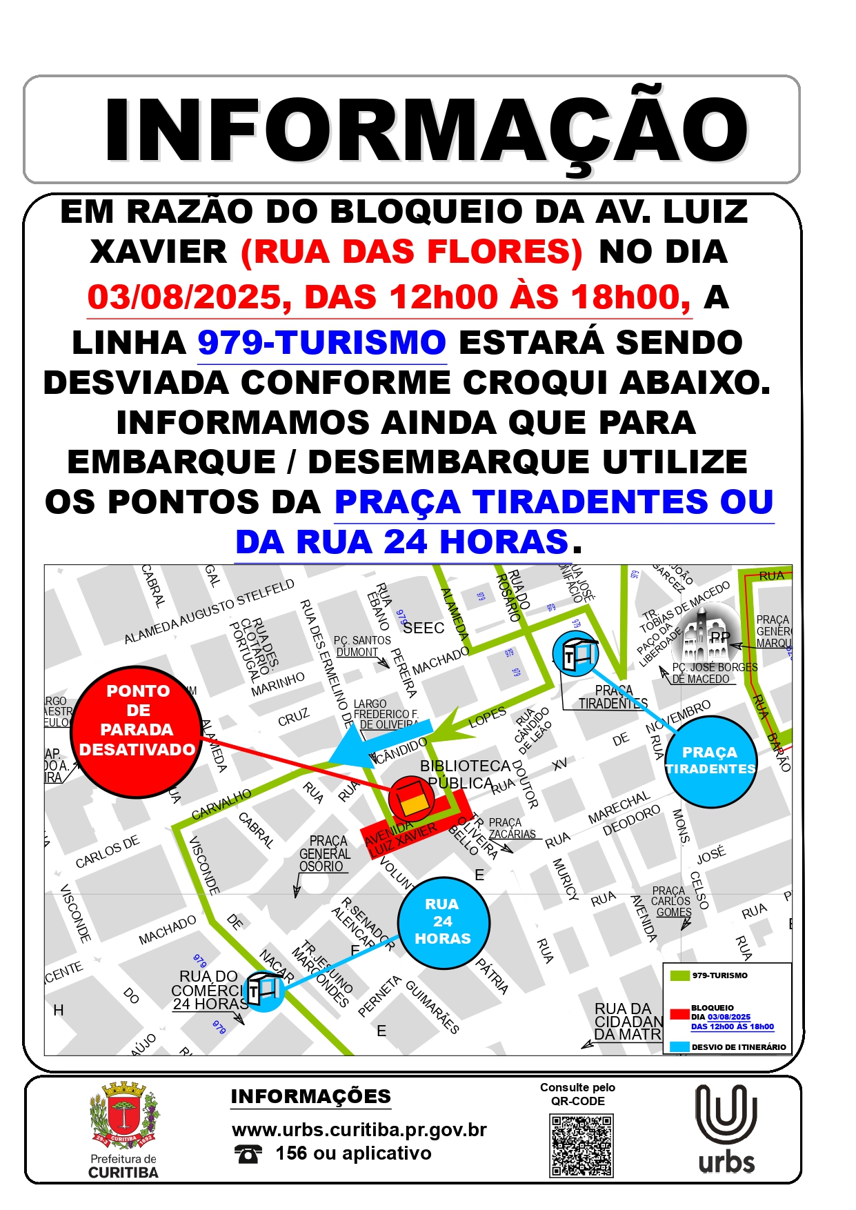 Linha 979 - TURISMO - Desvio de itinerário - 03/08