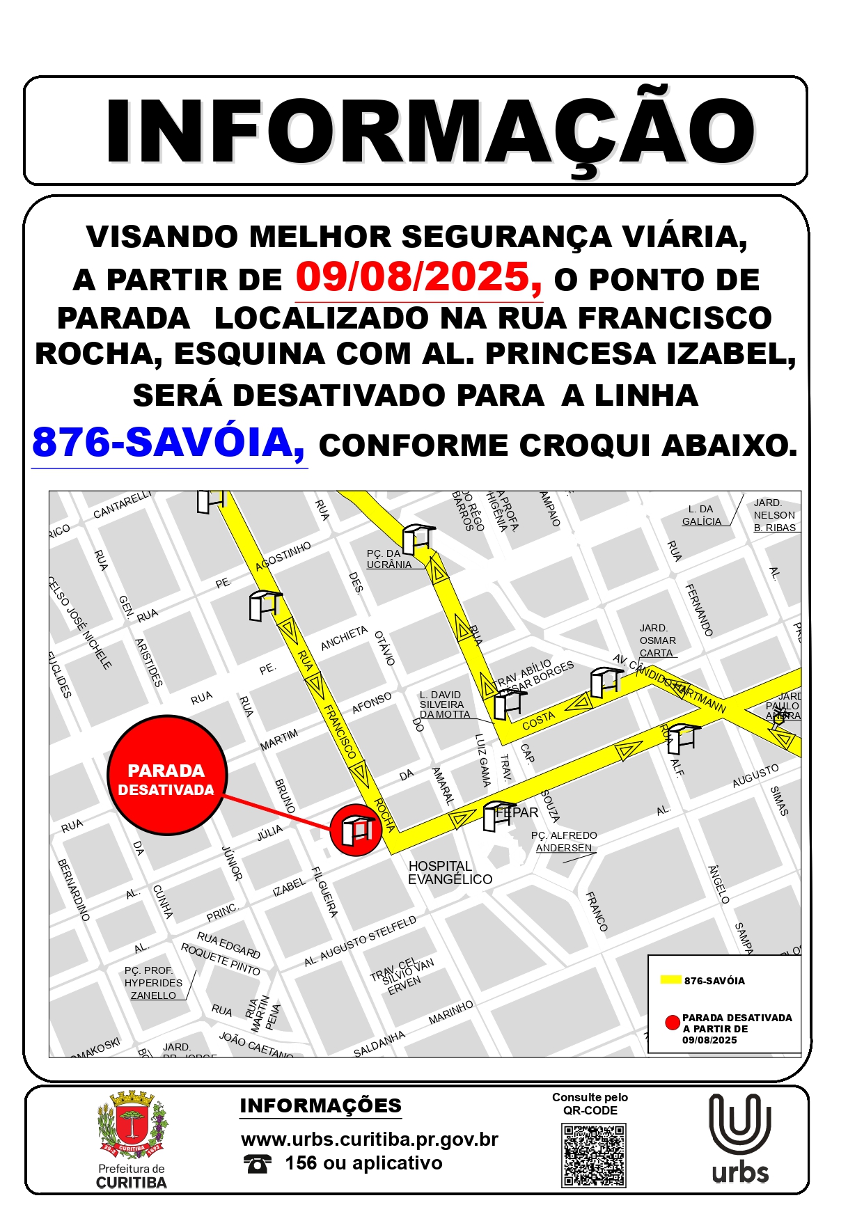 Linha 876 - SAVÓIA - Ponto de parada desativado - A partir de 09/08