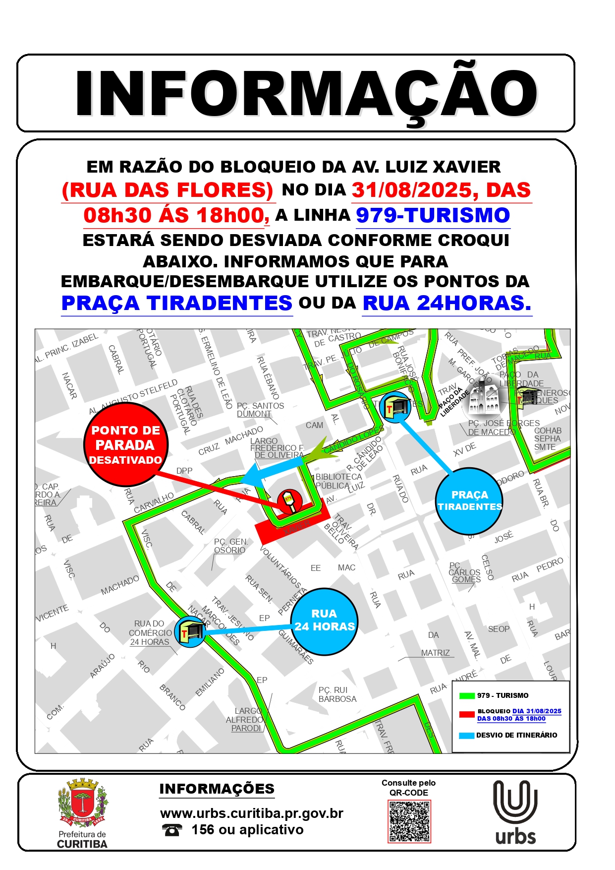 Linha 979 - TURISMO - Desvio de Itinerário - Domingo no Centro - 31/08