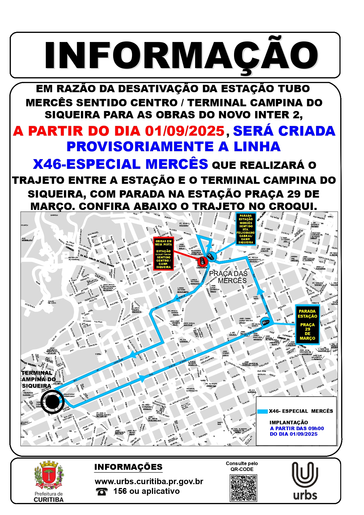 Desativação E.T. Mercês e Implantação de linha especial X46 - ESPECIAL TUBO MERCÊS - 01/09