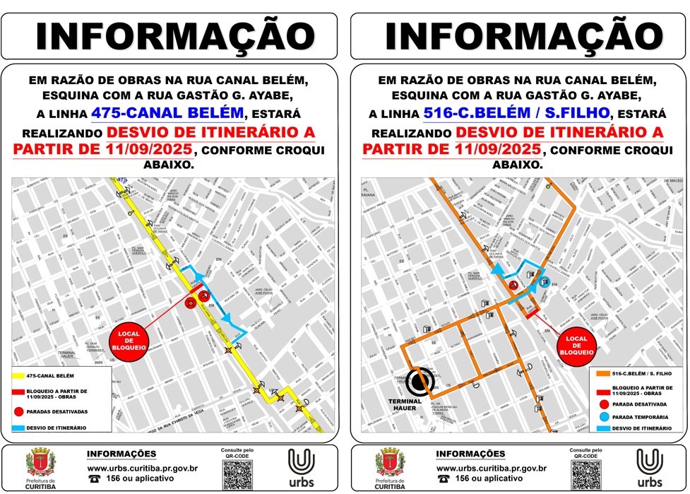 Linhas Diversas - Desvio de Itinerário - Obras R. Canal Belém - A partir de 11/09