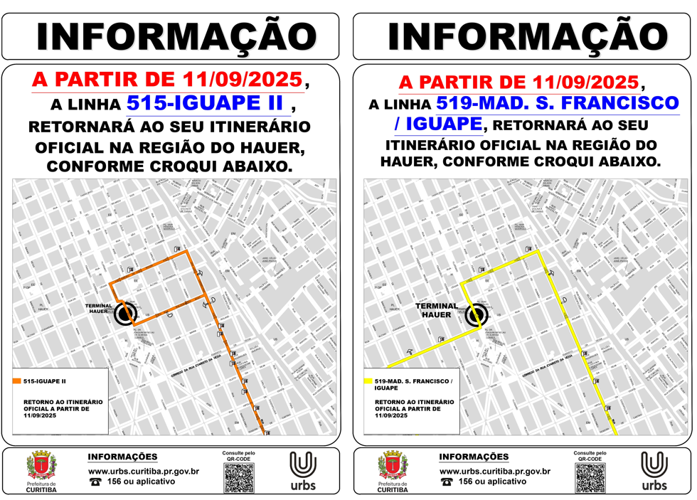 Linhas Diversas - Retorno ao Itinerário Oficial - A partir de 11/09