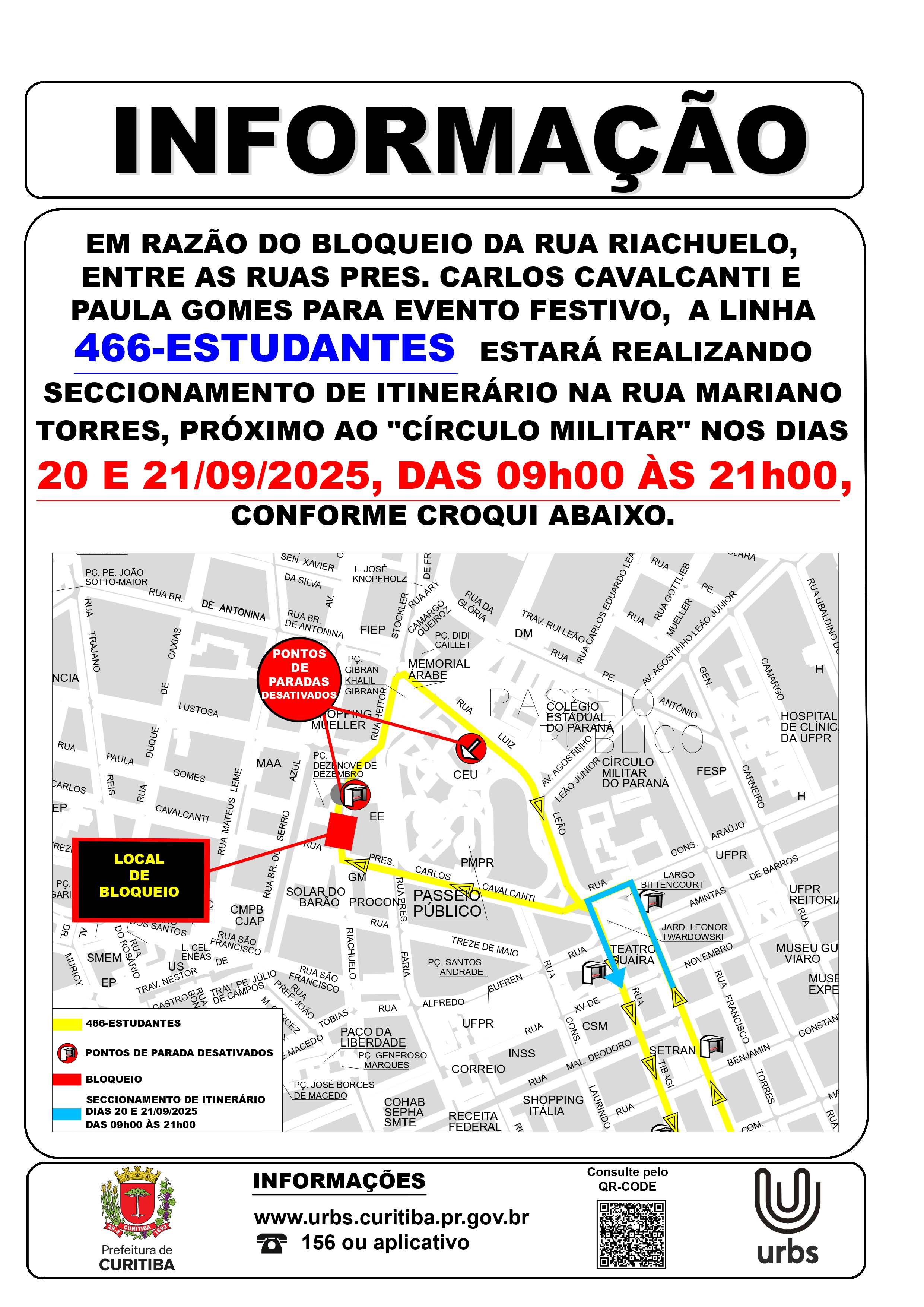 Linha 466 - ESTUDANTES - Desvio de Itinerário - Evento R. Riachuelo - 20 e 21/09