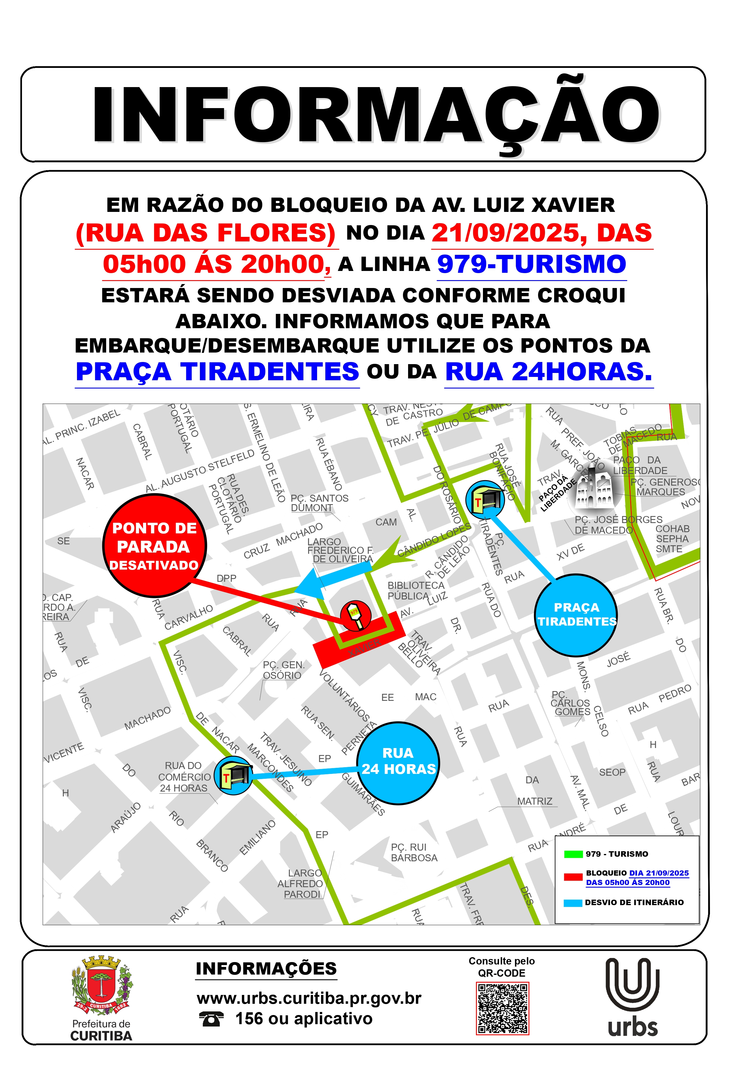 Linha 979 - TURISMO - Desvio de itinerário - Domingo no Centro - 21/09