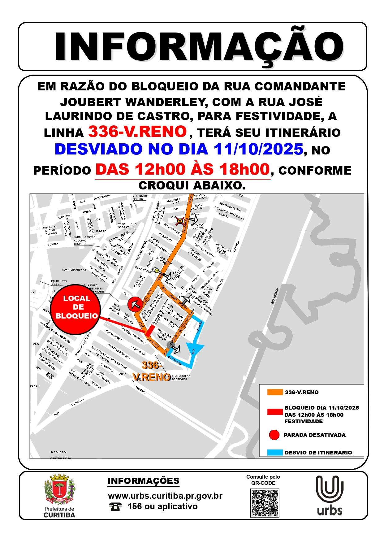 Linha 336 - V. RENO - Desvio de itinerário - 11/10