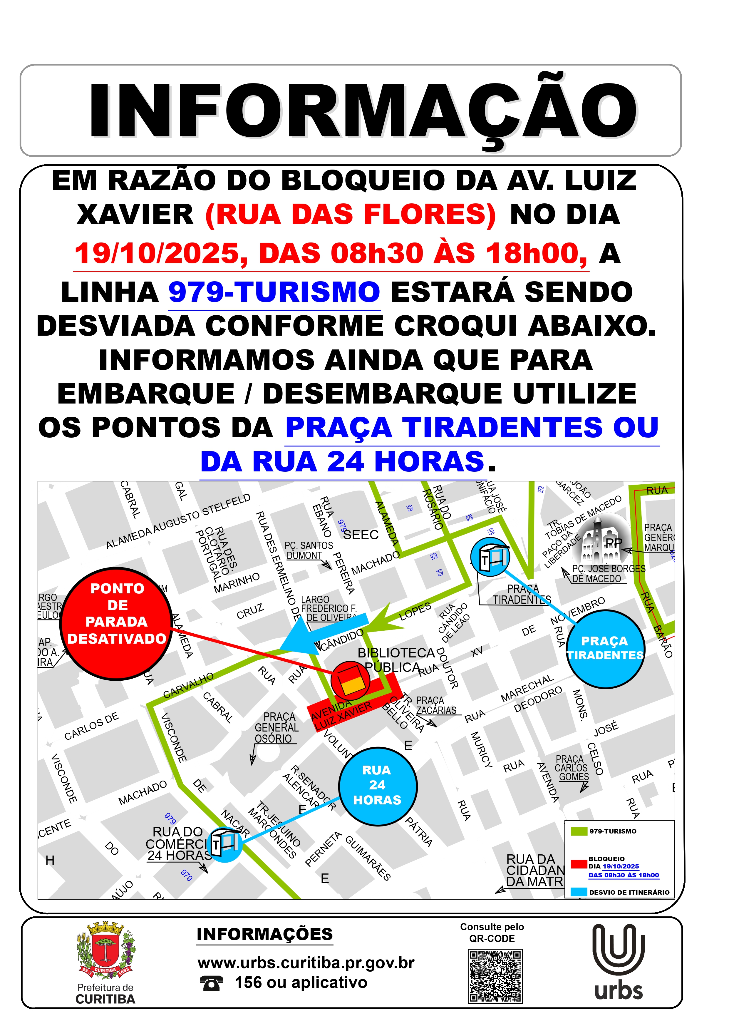 Linha 979 - TURISMO - Desvio de itinerário - Domingo no Centro - 19/10