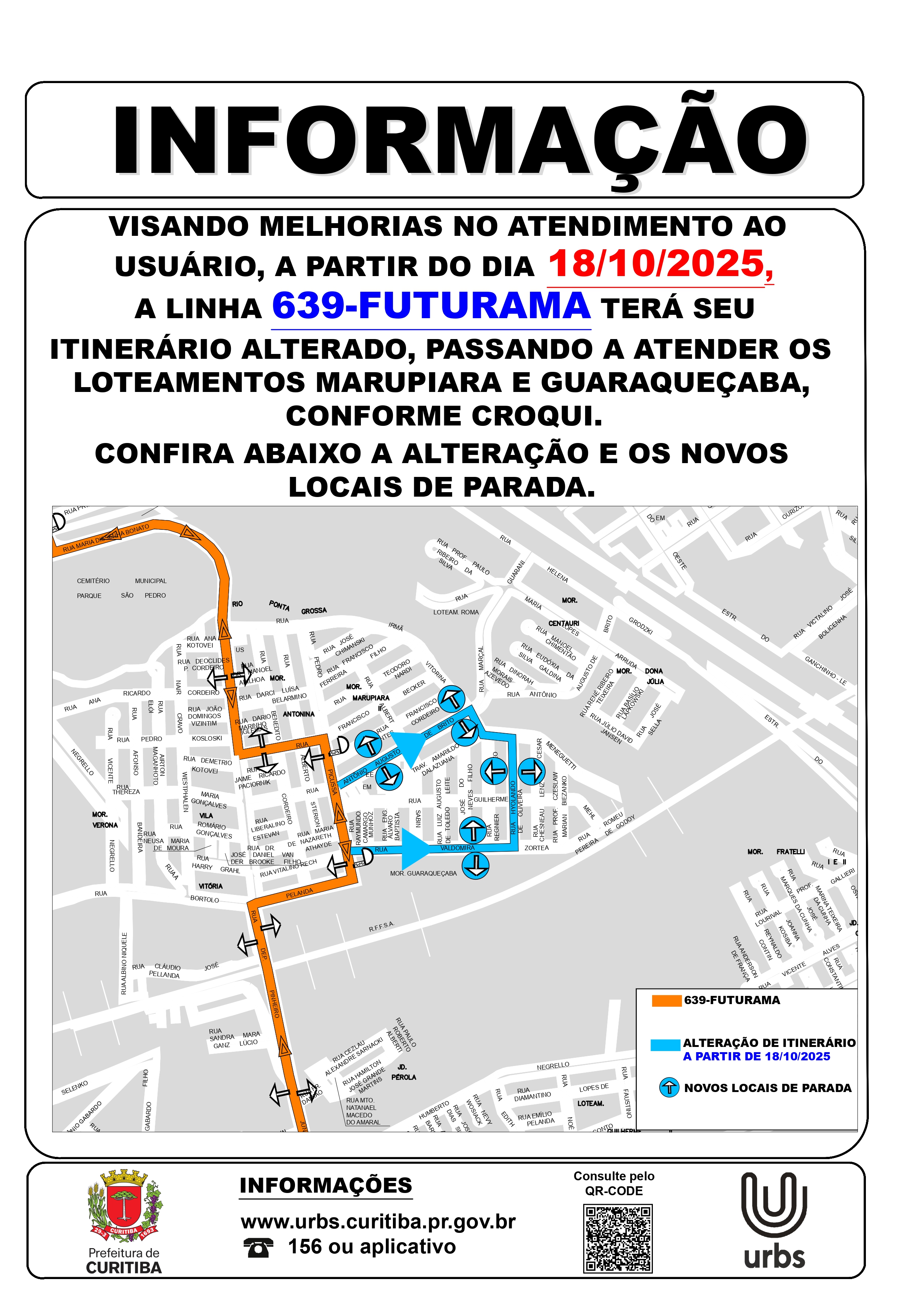 Linha 639 - FUTURAMA - Alteração de itinerário - A partir de 18/10