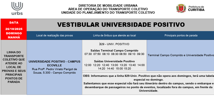 Vestibular Universidade Positivo - 26/10