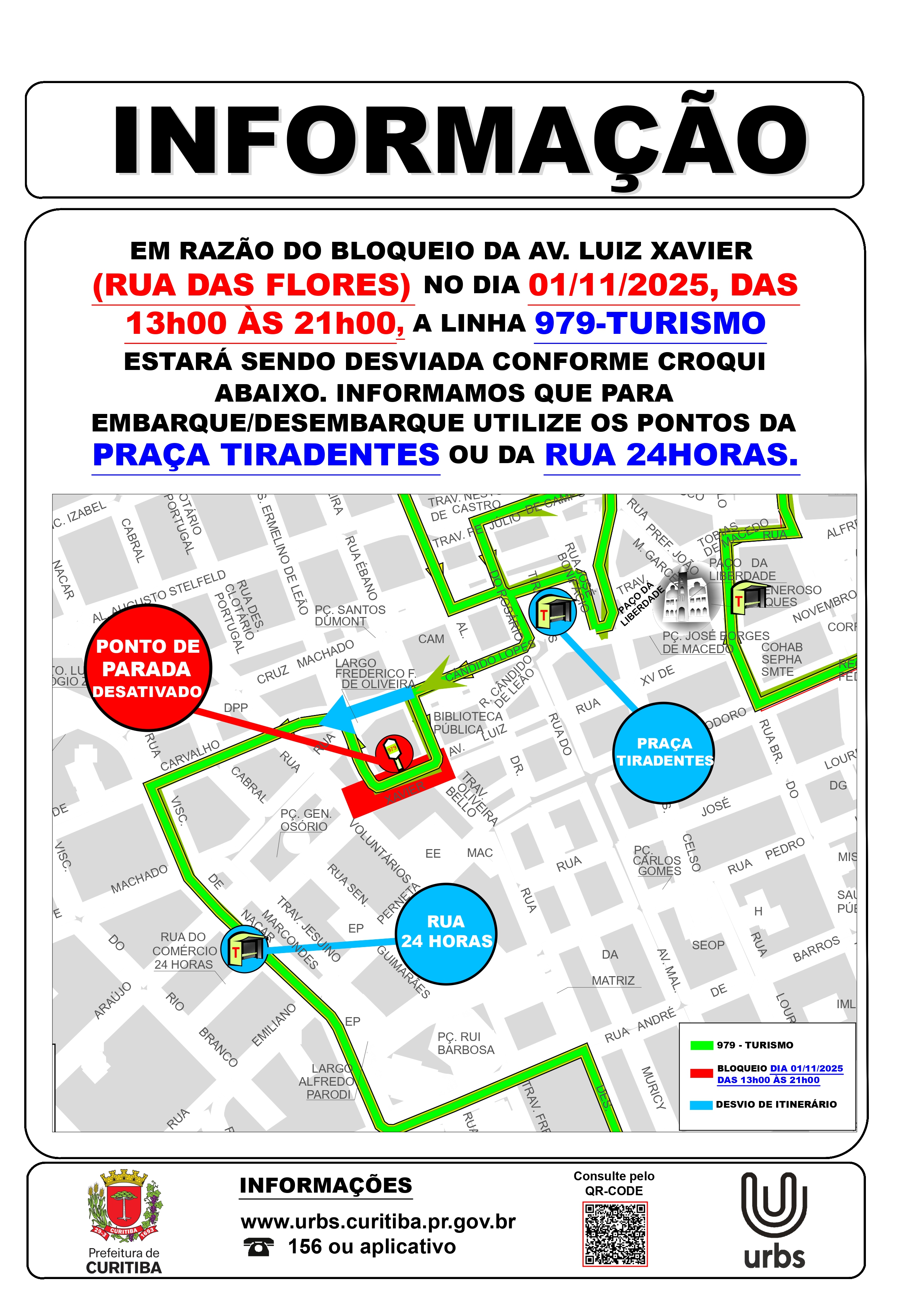 Linha 979 - TURISMO - Desvio de Itinerário - Av. Luiz Xavier - 01/11