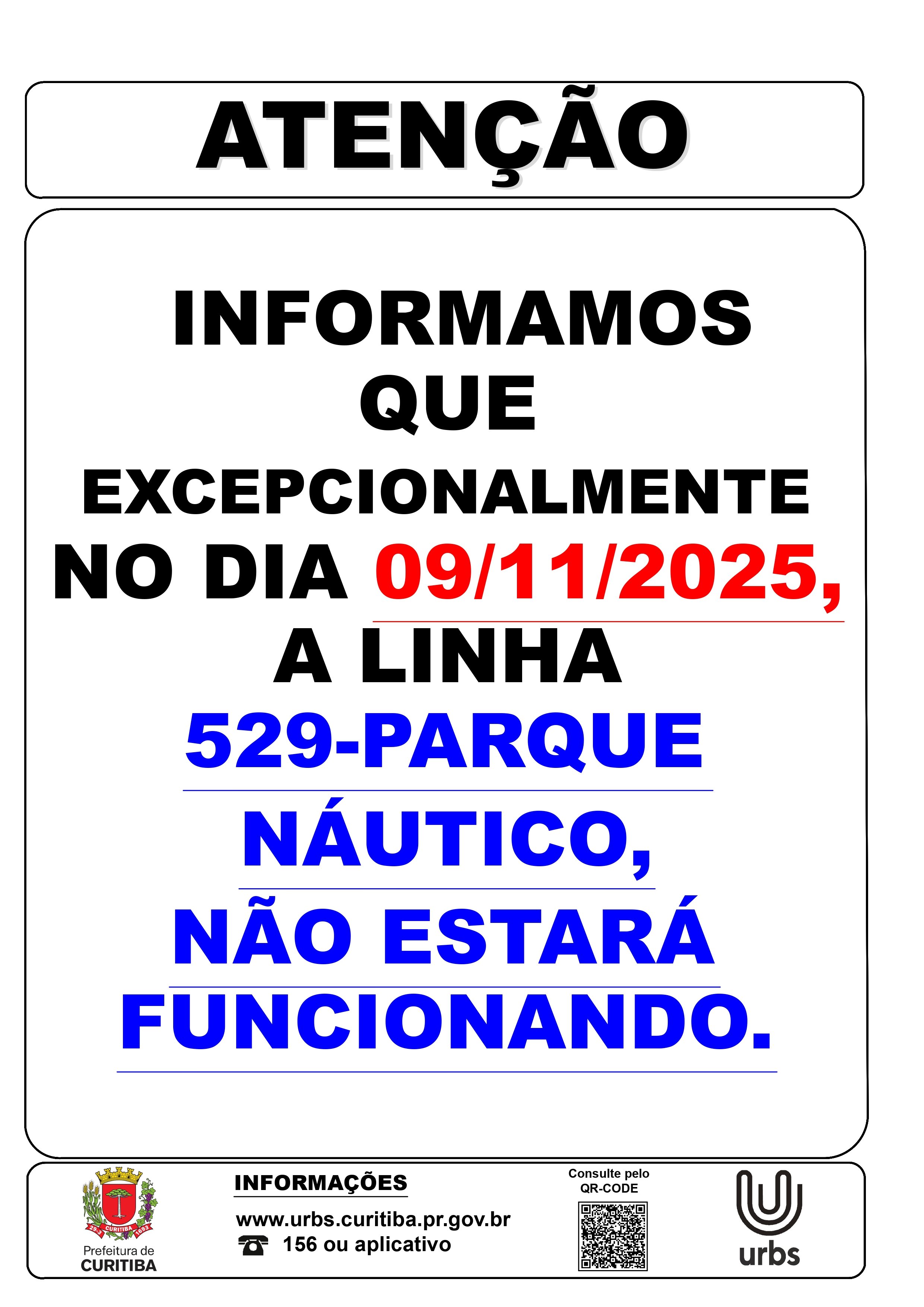Linha 529 - PARQUE NÁUTICO - Desativação temporária - 09/11