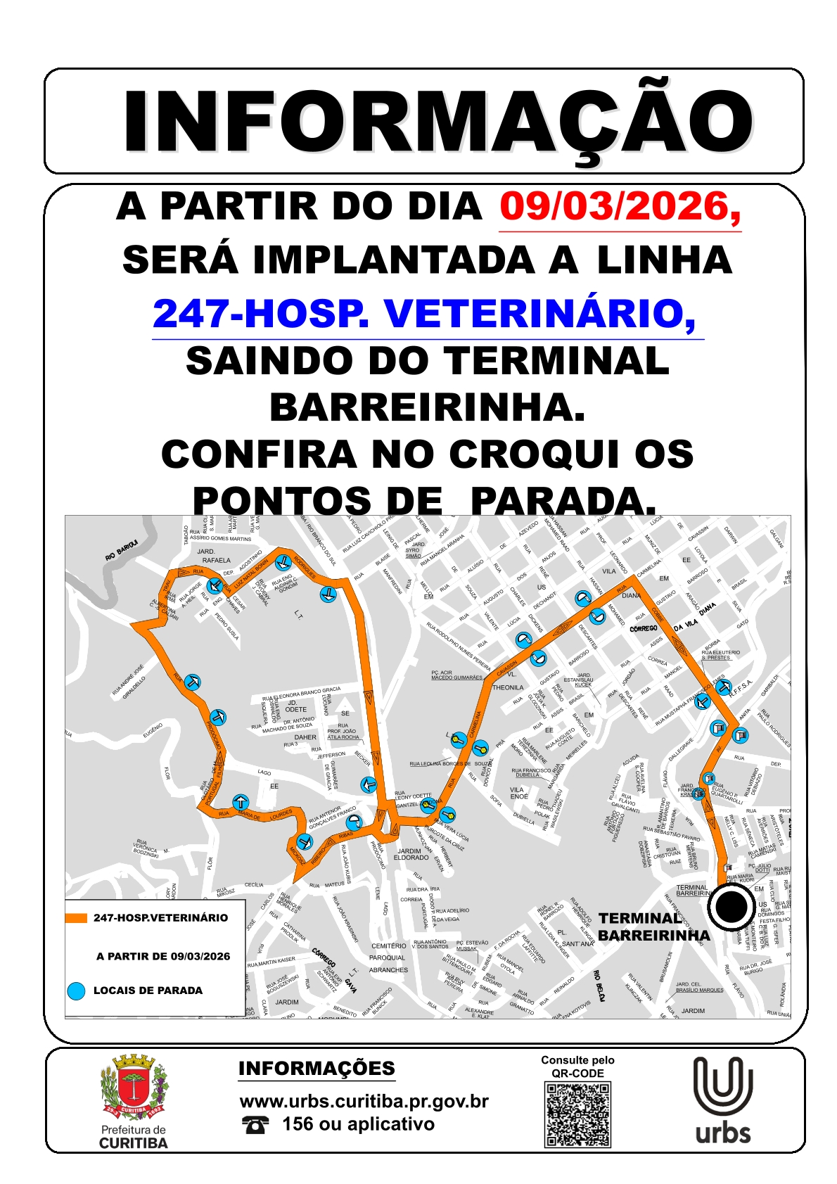 Implantação linha 247 - HOSP. VETERINÁRIO - A partir de 09/03