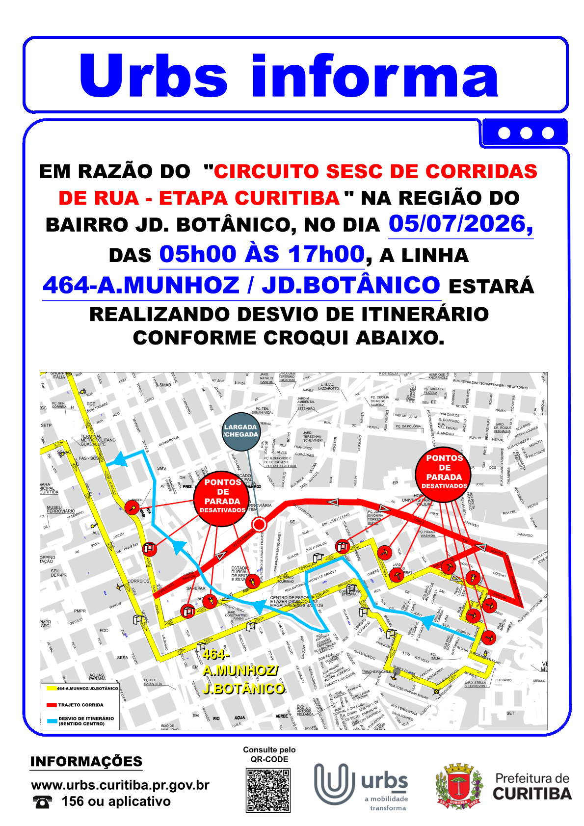 Linha 464 - A. MUNHOZ / JD. BOTÂNICO - Desvio de Itinerário - dia 05/07