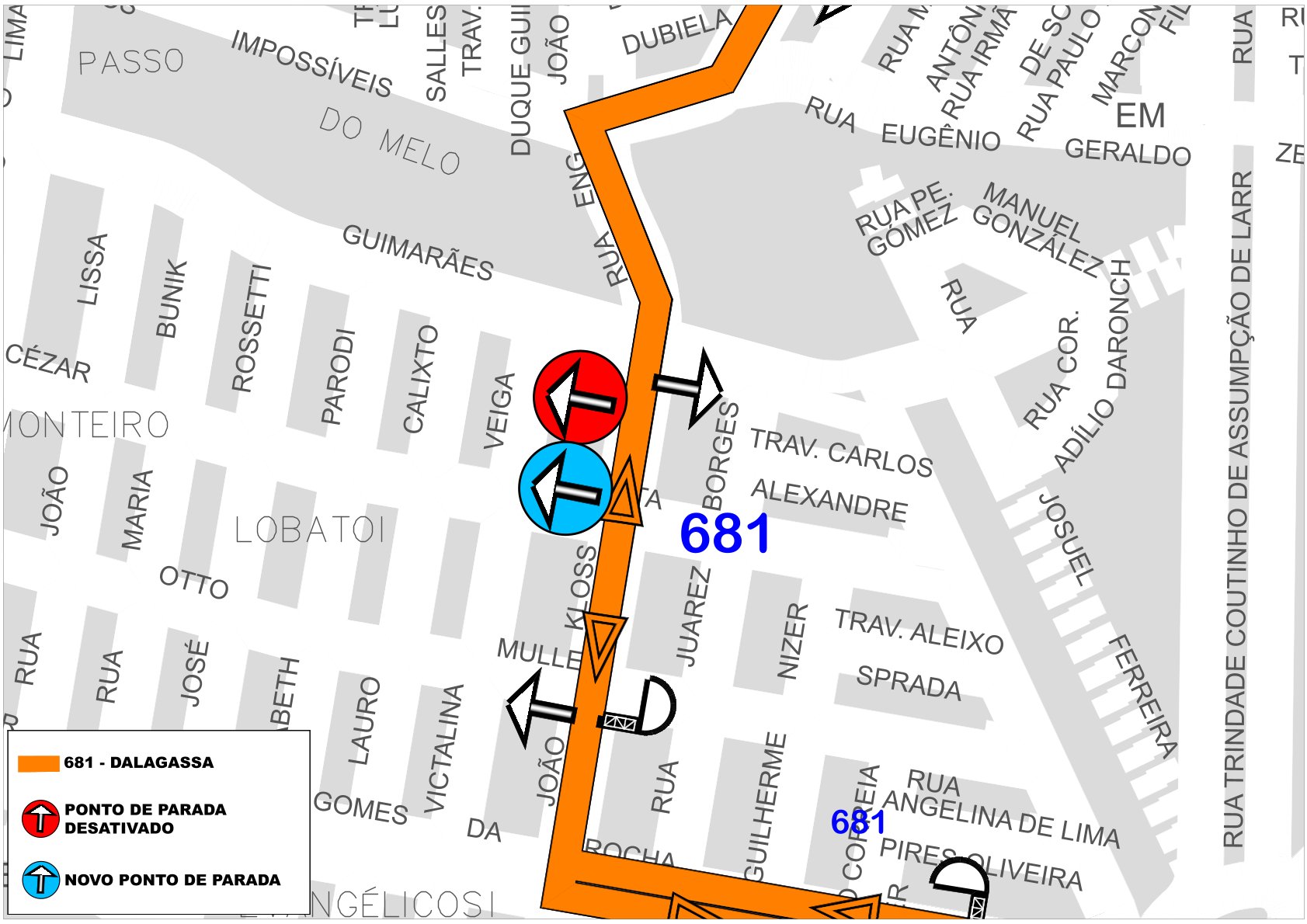 Linhas diversas - Desvio de Itinerário - Obras - Rua Eng. João Kloss - 04/07