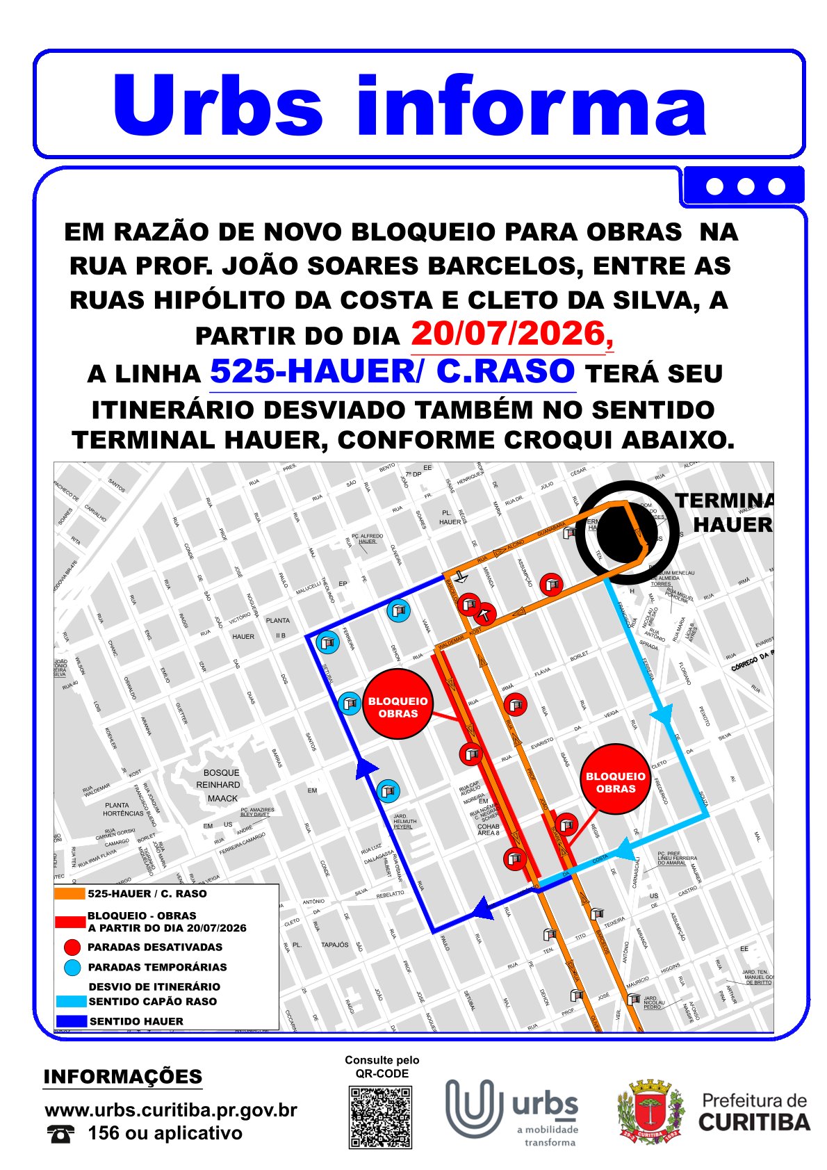 Linhas diversas - Desvio de Itinerário - Obras - Rua Prof. João Soares Barcelos - 20/07