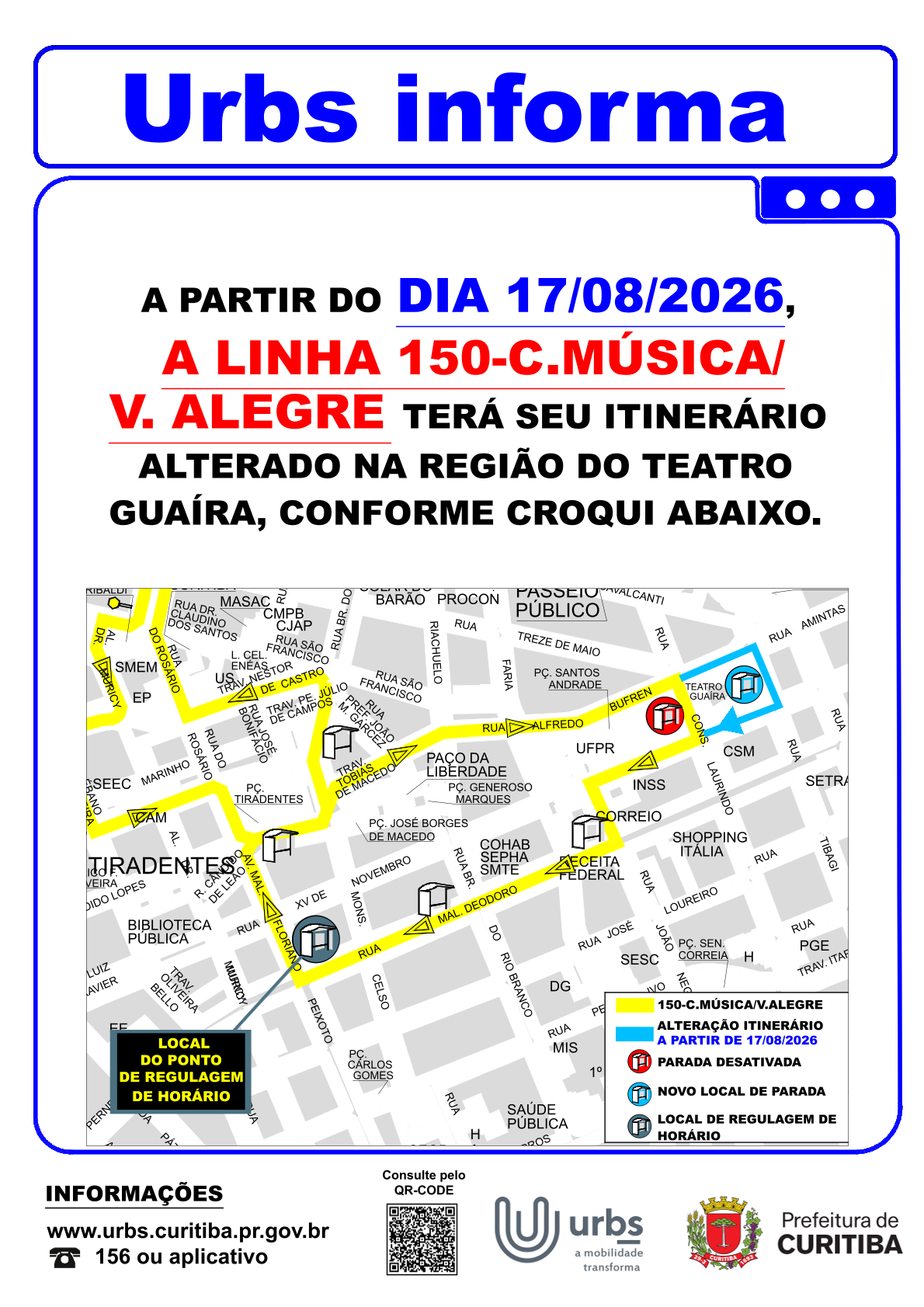 Linha 150 - C. MÚSICA / VISTA ALEGRE - Alteração de Itinerário - a partir de 17/08
