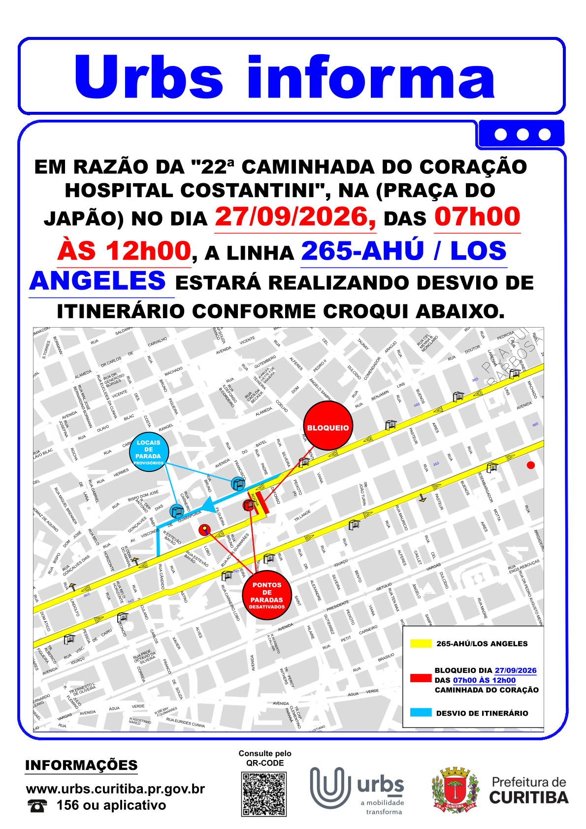 Linha 265 - AHÚ / LOS ANGELES - Desvio de Itinerário - Caminhada do Coração - 27/09