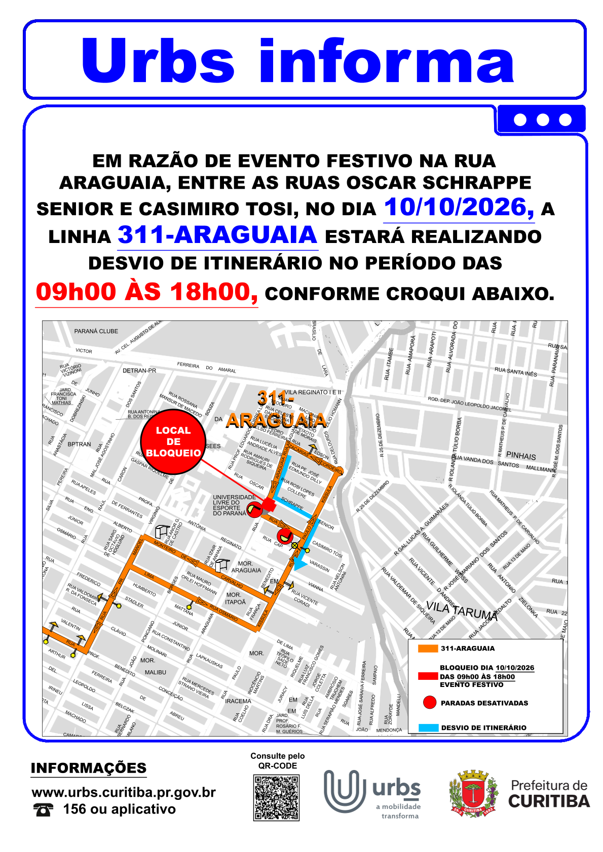 Linha 311 - ARAGUAIA - Desvio de Itinerário - Evento - 10/10