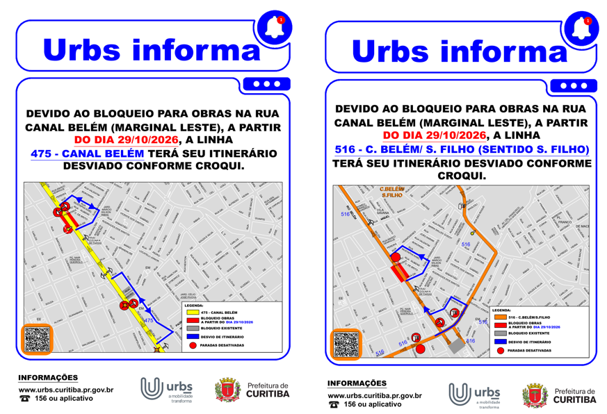 Linhas Diversas - Desvio de Itinerário - Rua Canal Belém (Marginal Leste) - 29/10