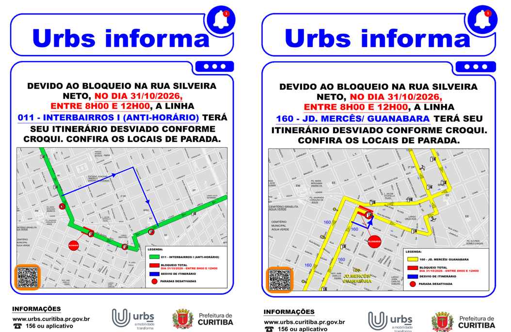 Linhas diversas - Desvio de itinerário - Rua Silveira Neto - 31/10